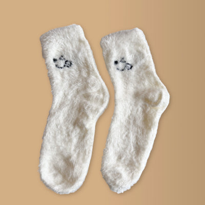 white fuzzy socks - PROBOXS