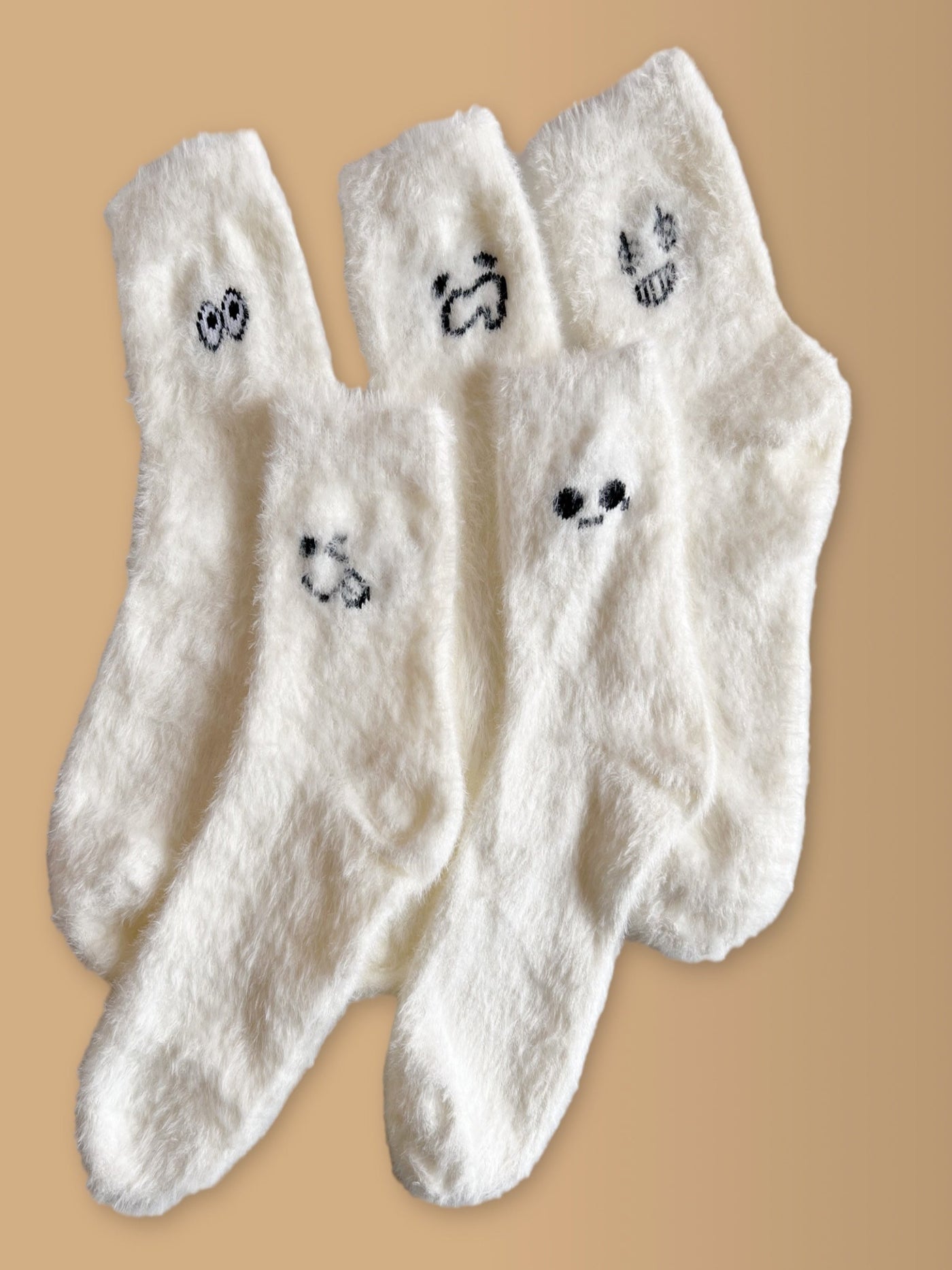 white fuzzy socks - PROBOXS