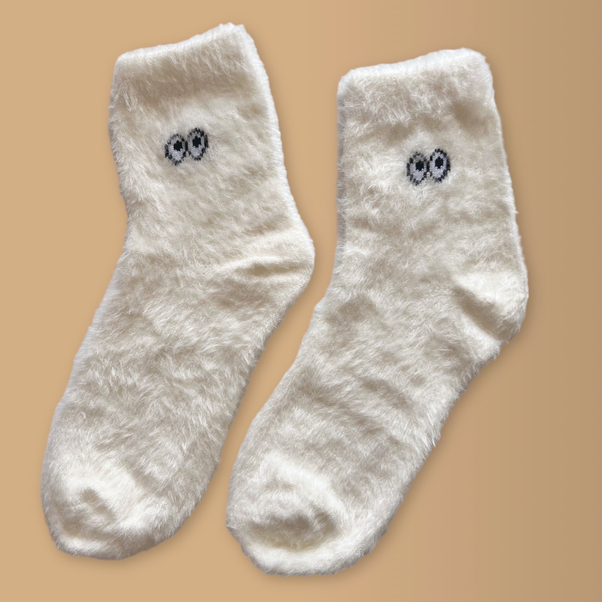 white fuzzy socks