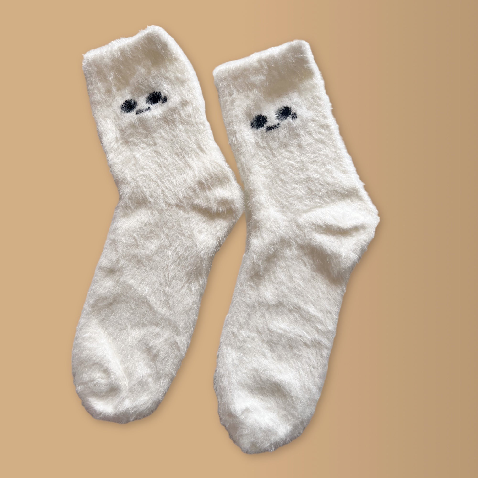 white fuzzy socks
