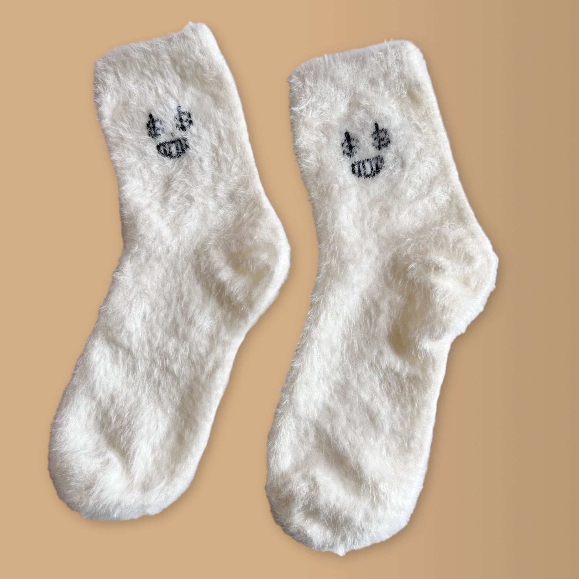 white fuzzy socks