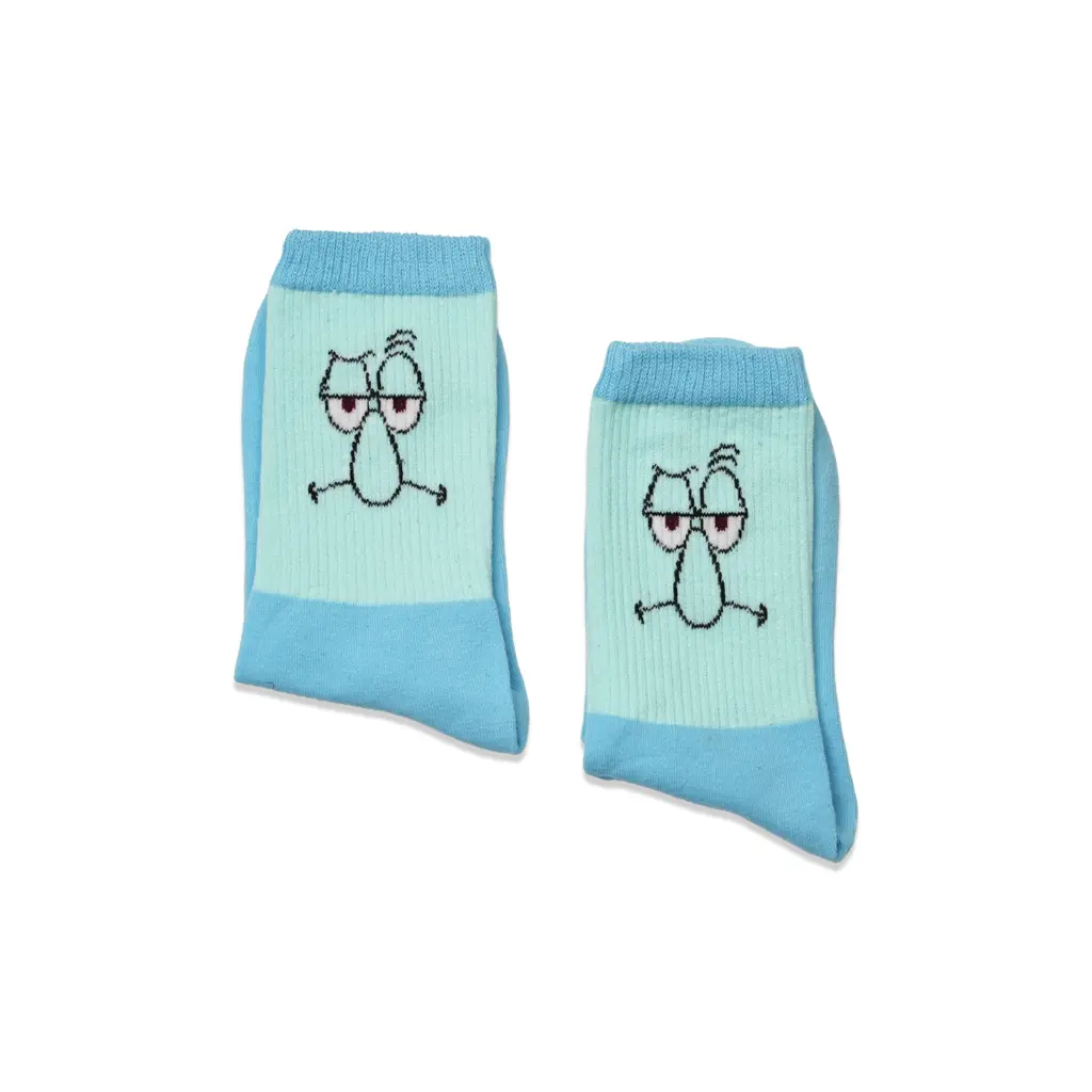 Sleepy Face Blue Socks.webp